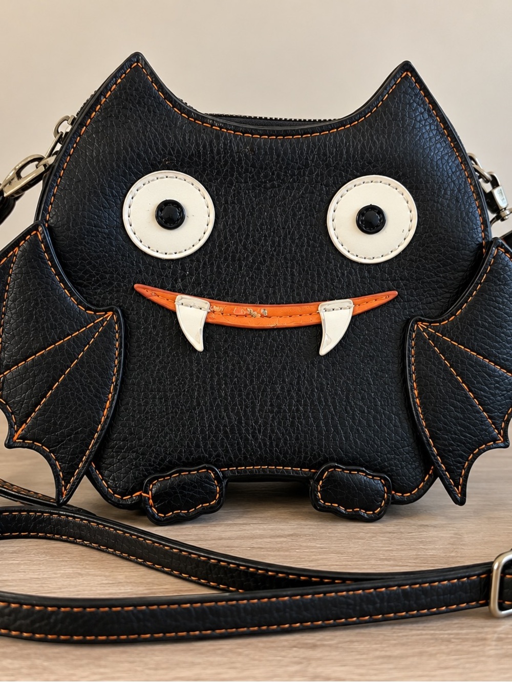 Sleepyville Critters Black Bat Crossbody Purse Halloween Vampire Bag